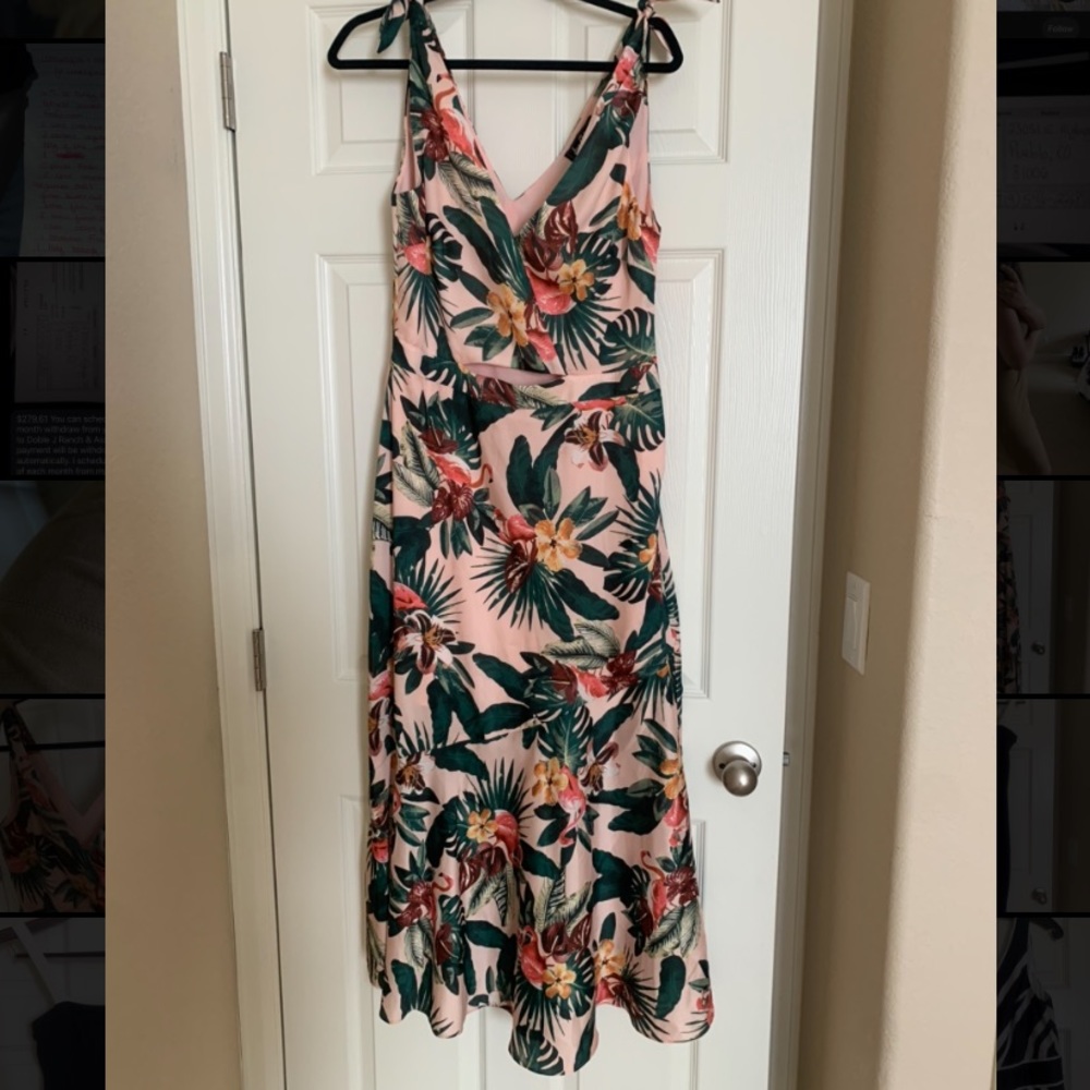 Sleeveless Flamingo-print Dress In Pink/ Green | SAM EDELMAN